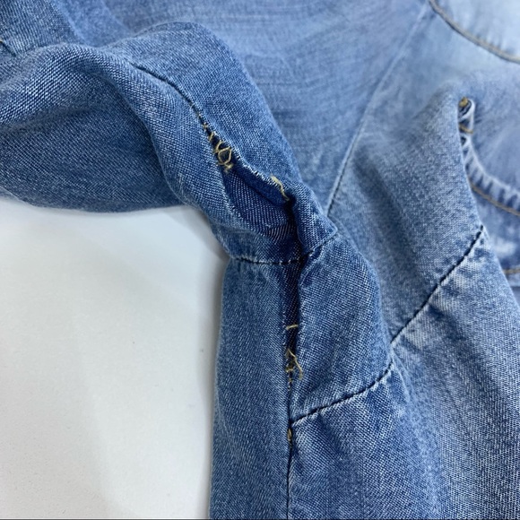 Pink Lily Blue Fade Lyocell Long Sleeve Casual Button Up Tunic Dress Size Small - Picture 4 of 15